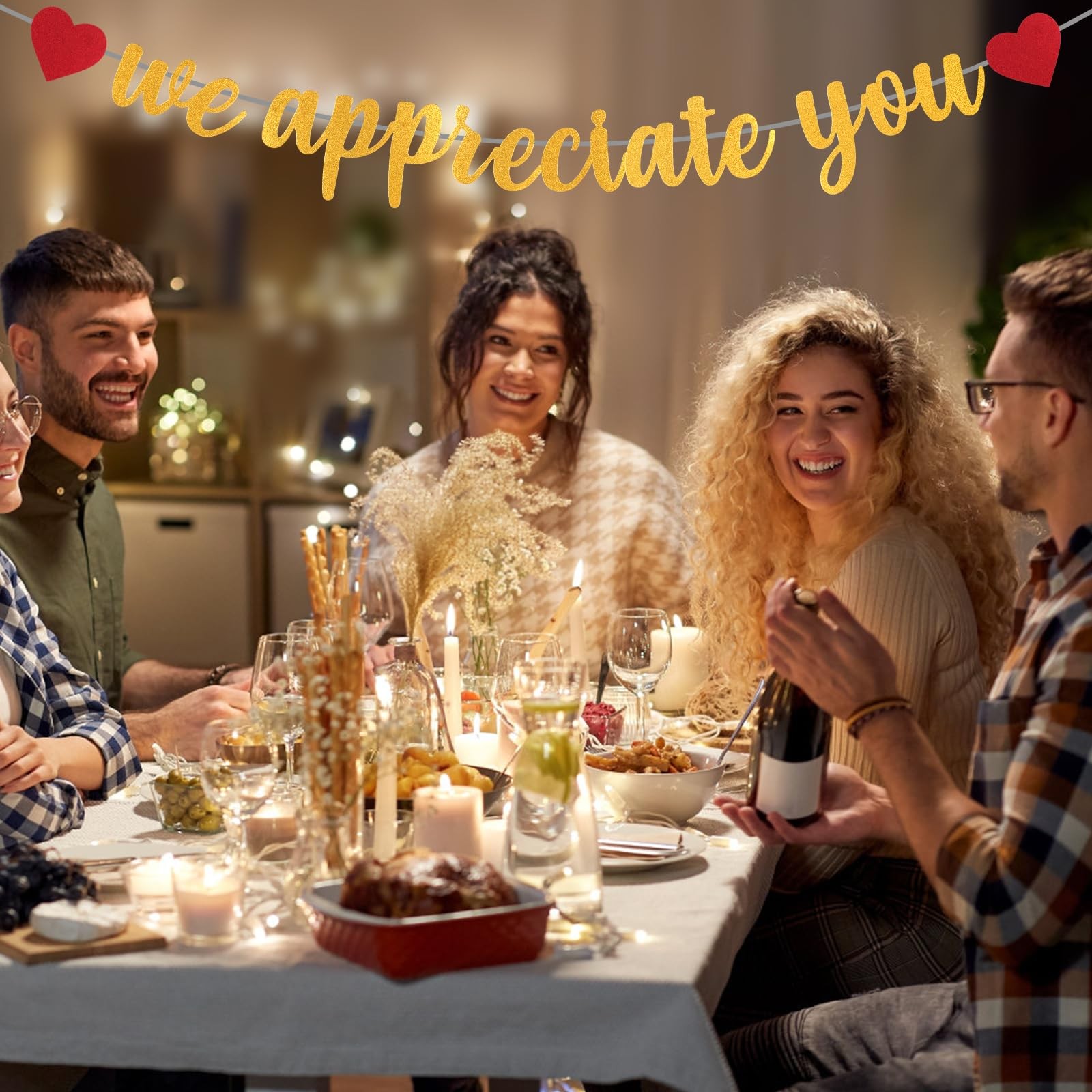 We Appreciate You Banner Glitter Appreciation Backdrop for Doctor Nurse Teacher