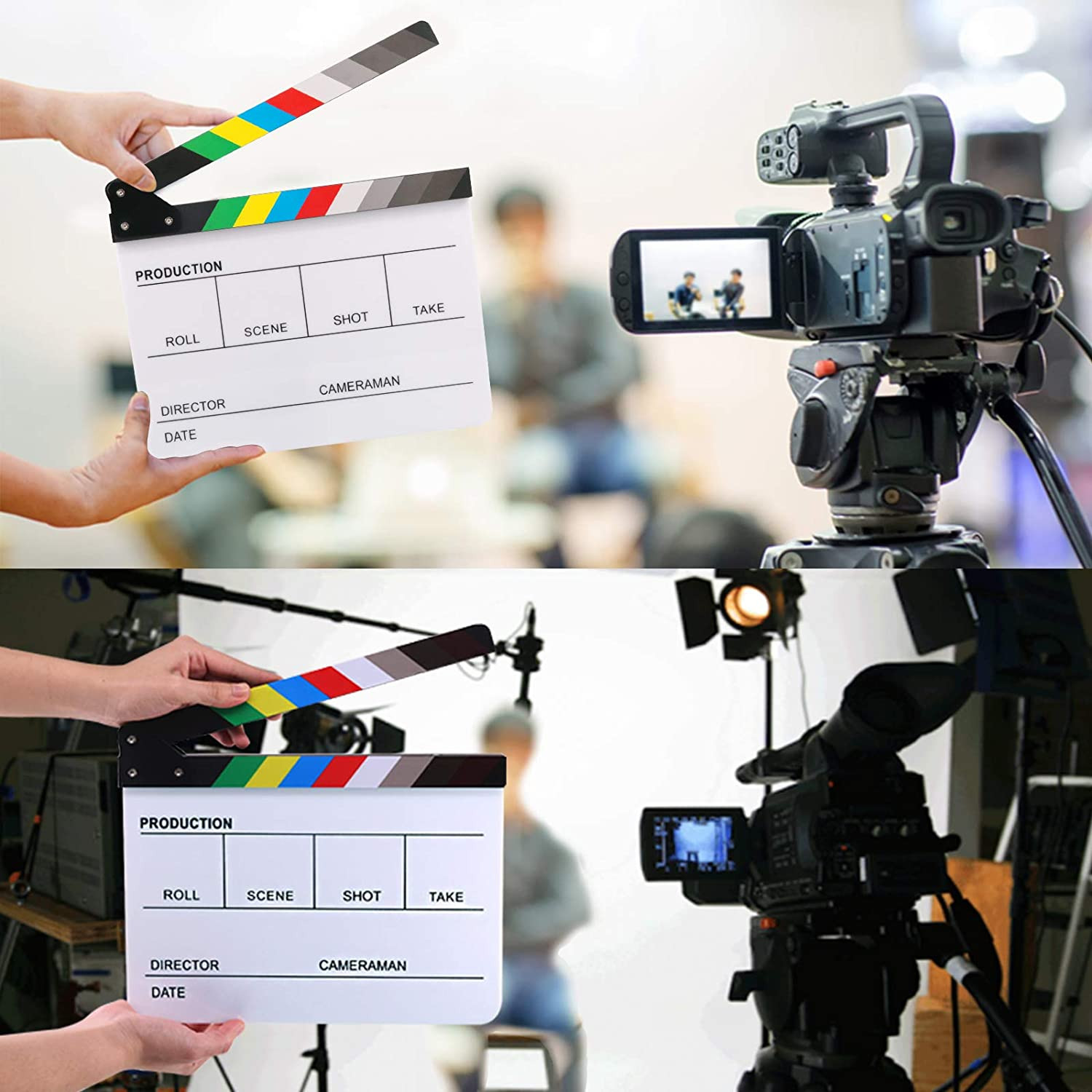 Movie Film Clap Board, Acrylic 10″x12″ Acrylic Dry Erase Director Clapboard, Pro