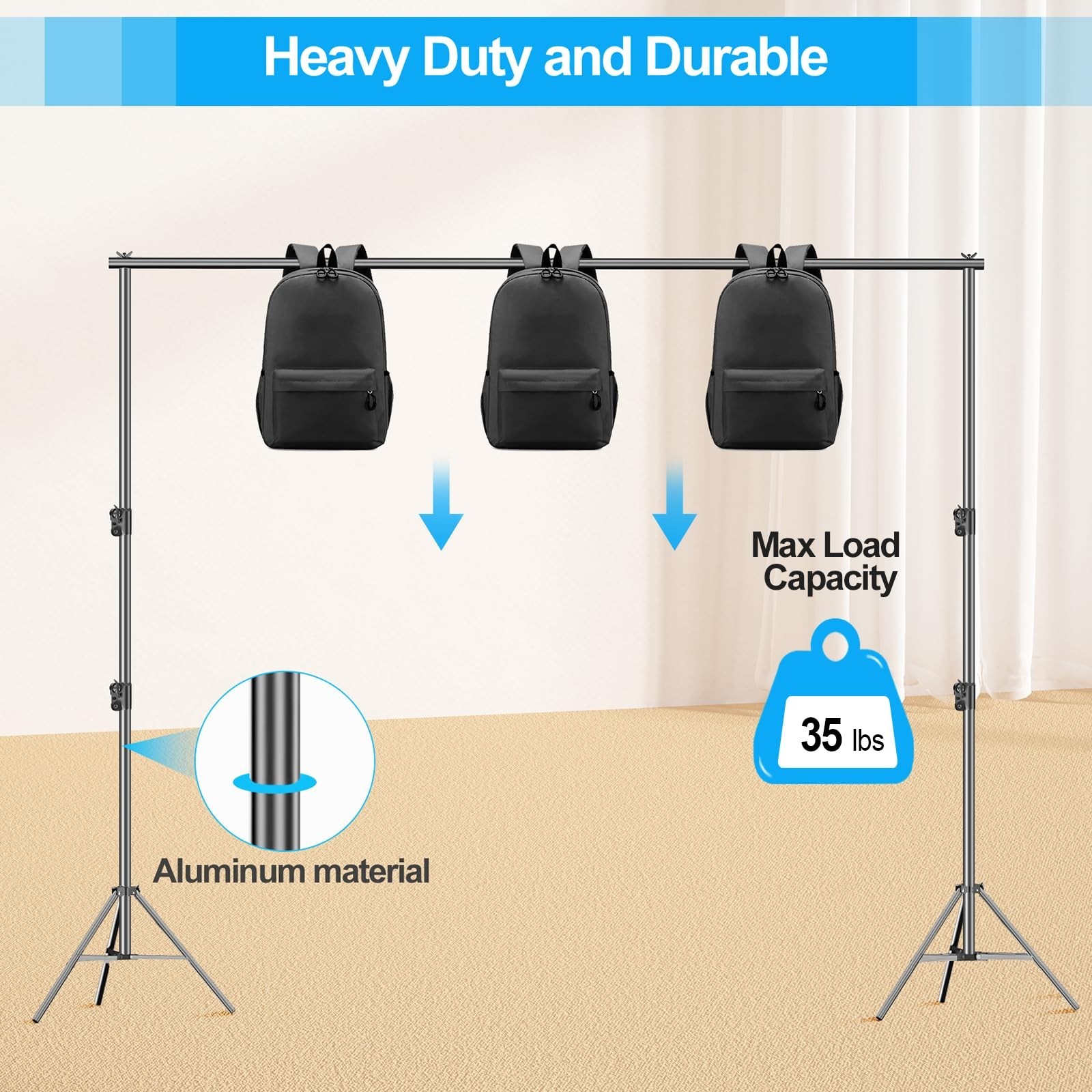 EMART Heavy Duty Backdrop Stand 10 x 12ft Photo Video Studio Adjustable Photo…