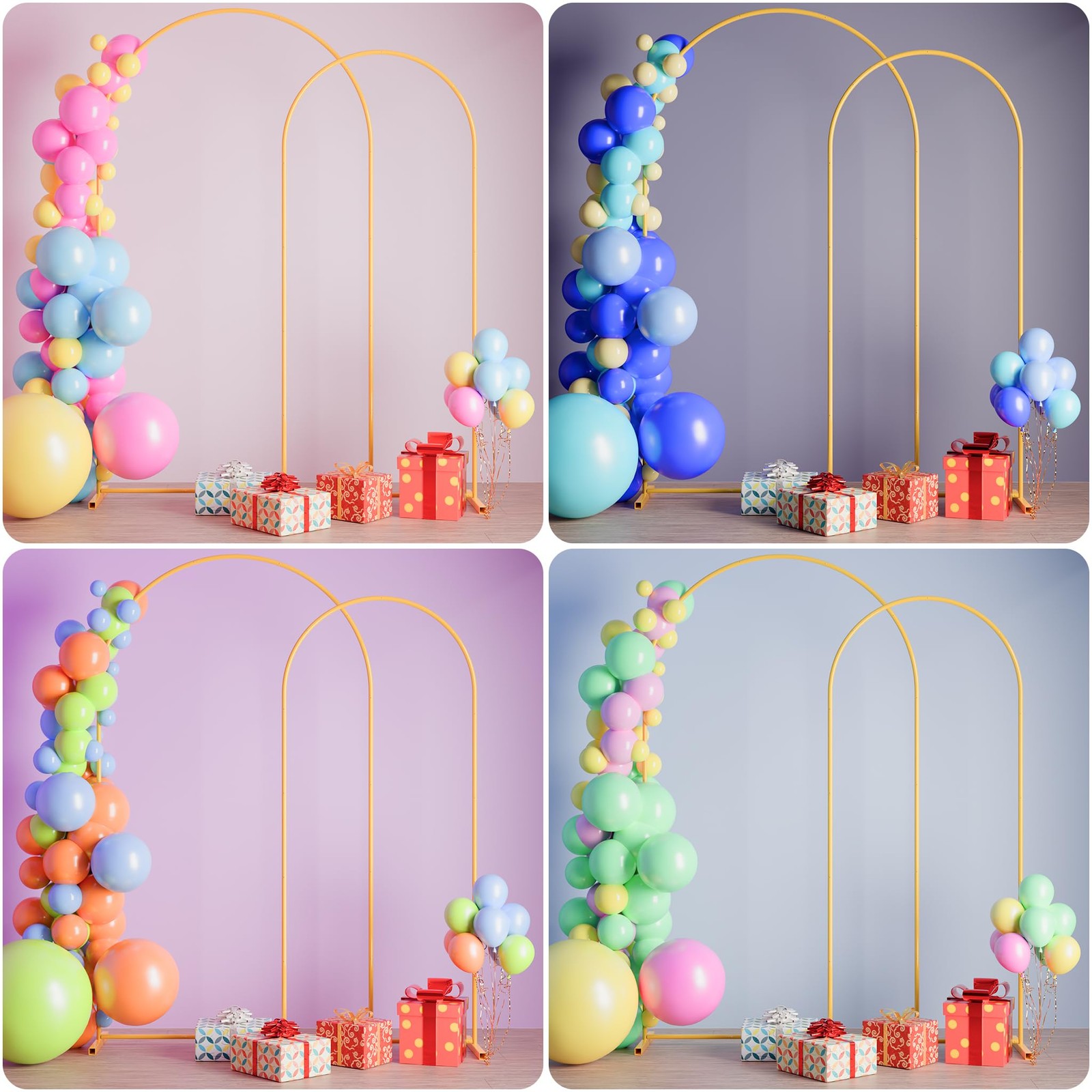 7.2FT+6FT Arch Wedding Arch Backdrop Stand, Heavy Duty Metal Arch Frame for B…