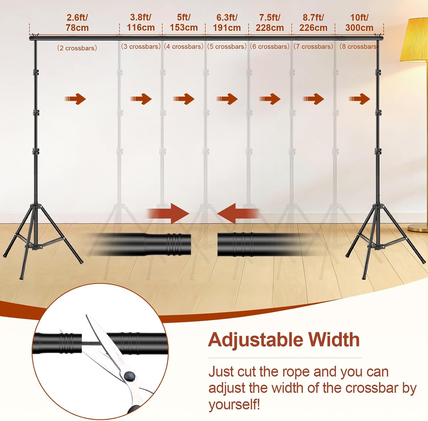 Backdrop Stand 10x7ft(WxH Photo Studio Adjustable Background Stand Support