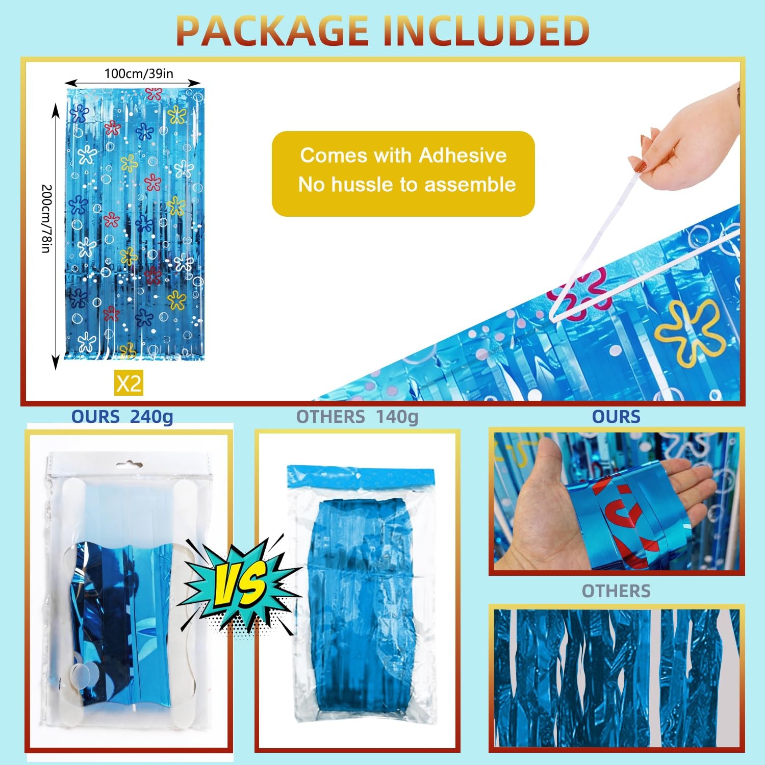 Ocean Themed Party Decorations, 2 Pack Cartoon Sponge Birthday Photo Booth Pr…