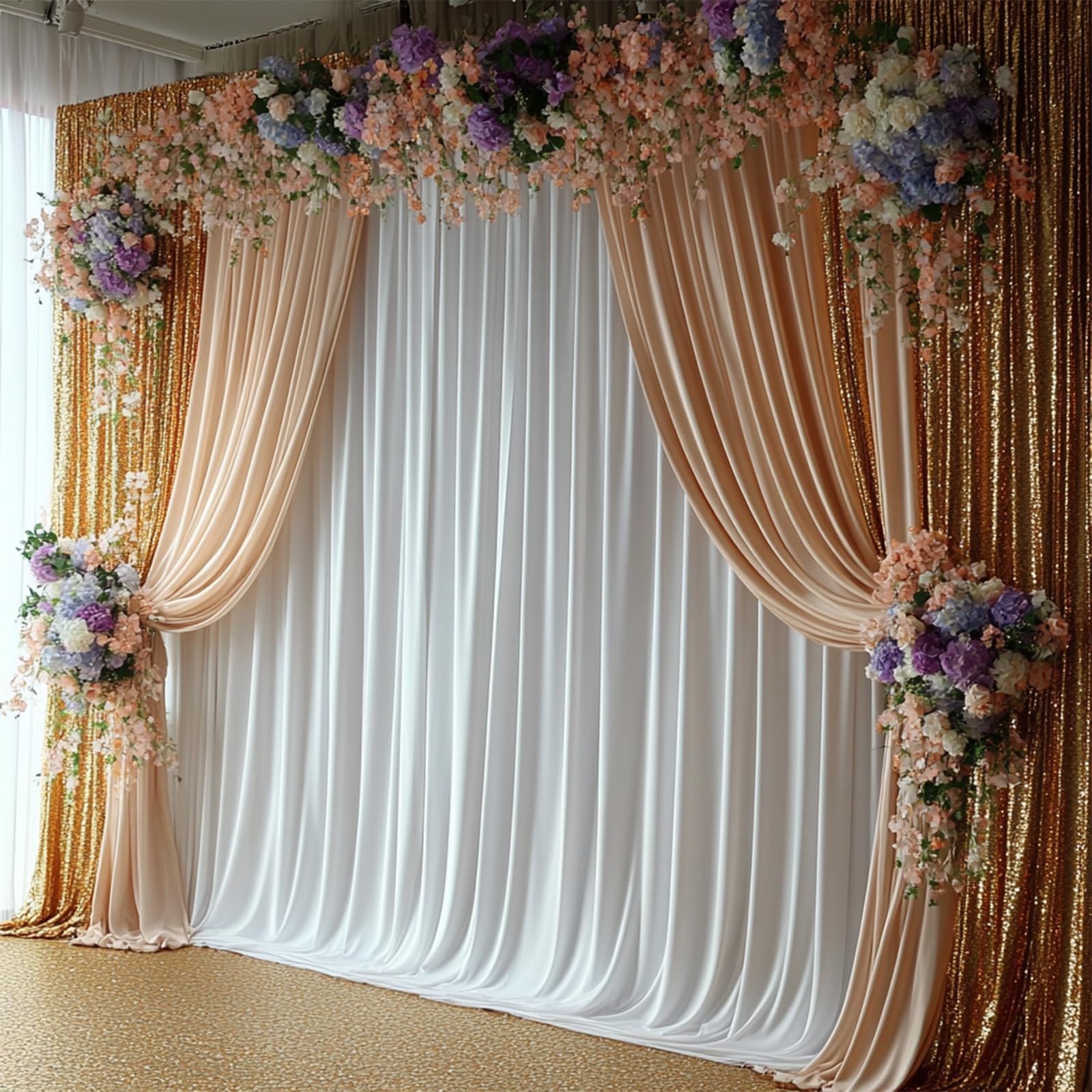 10x10FT White Backdrop Curtain for Wedding Parties Wrinkle Free Curtain Backd…
