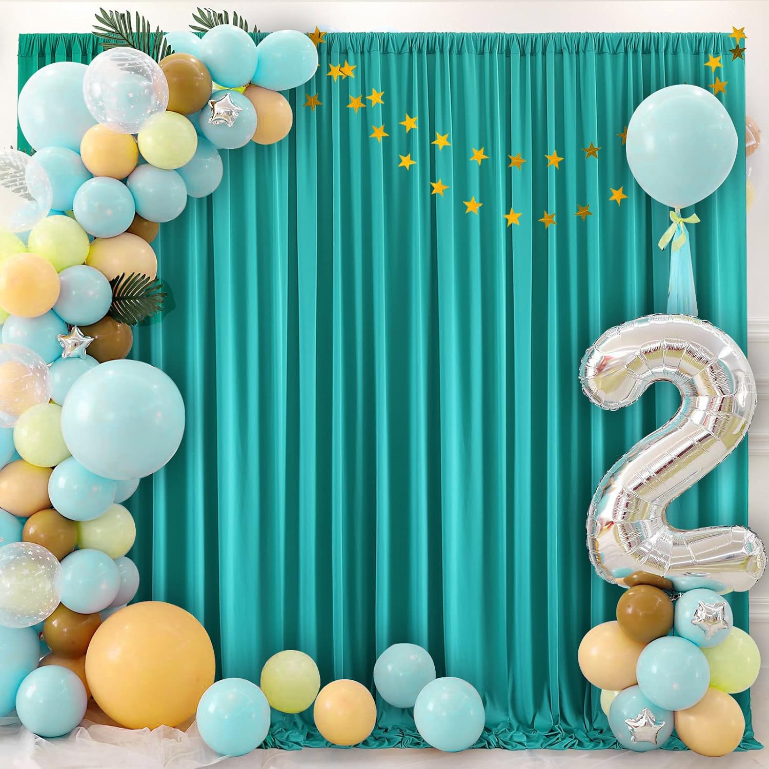 10 Ft X 20 Ft Wrinkle Free Turquoise Backdrop Curtain for Parties, Thick Polyest