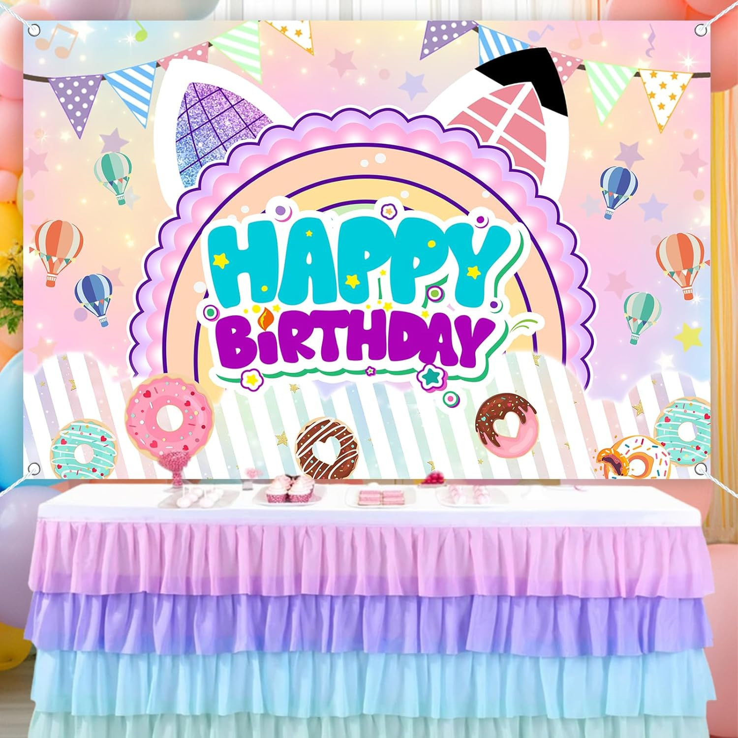 5X3Ft Cute Cartoon Cat Theme Backdrop Cartoon Photography Background Kids Boy…