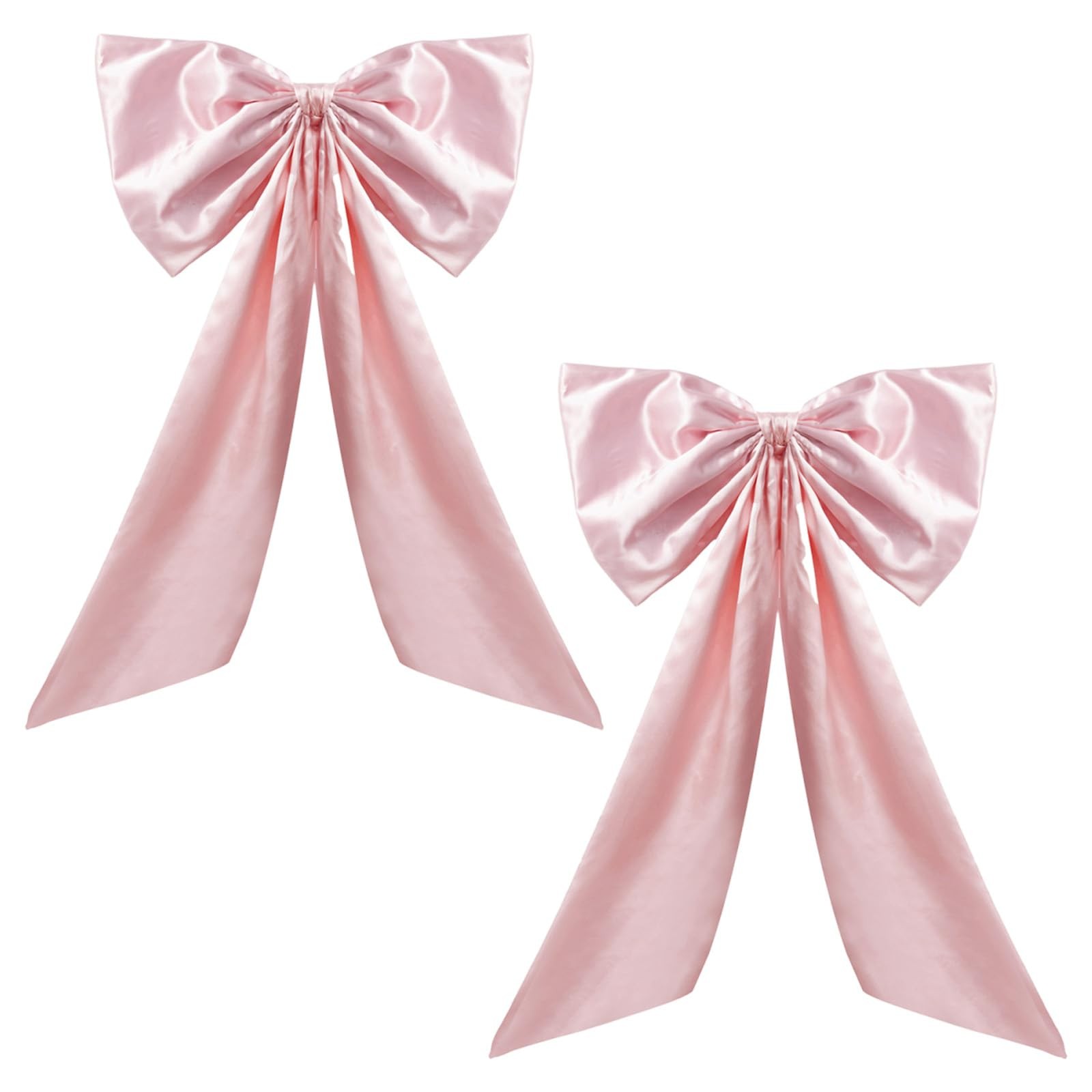 2 PCS Large Pink Bow Decoration For Backdrop Satin Ribbon Tie 25.6×41.3 Inch