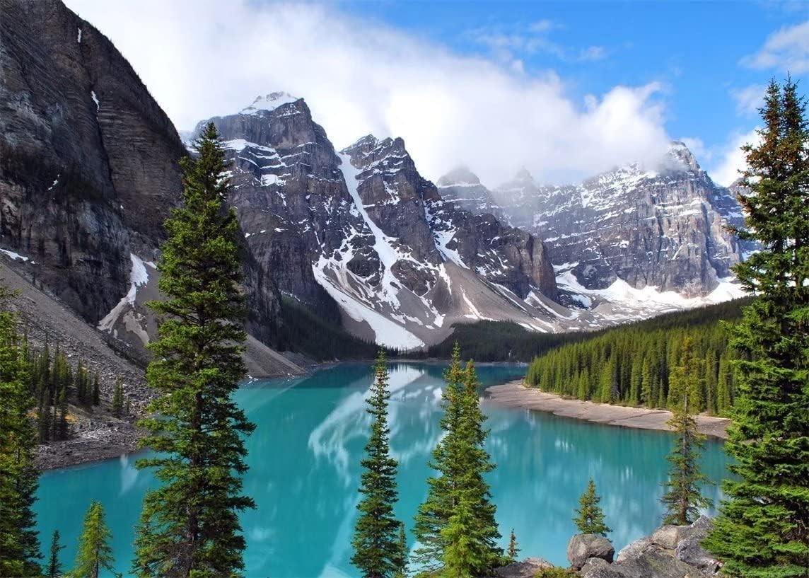 Stunning 7x5ft Mountain Lake Fabric Backdrop – Perfect for Weddings & Parties