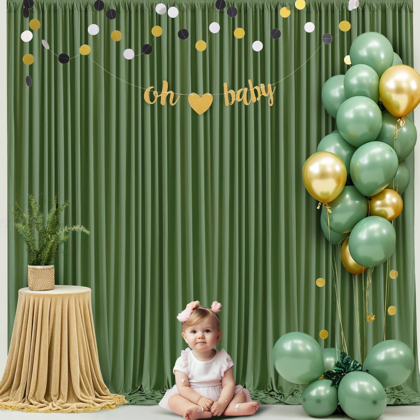 2 PCS Valley Dark Green Backdrop Curtains 5×10 Ft Panels Party Photography