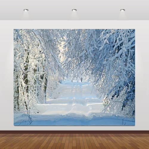 Snowy Forest Photo Background – Winter Wonderland Backdrop – 10x8ft Blue