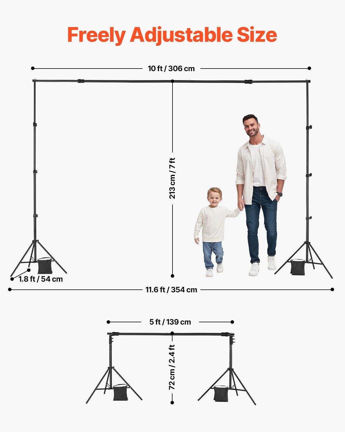 7x10ft Backdrop Stand with Spring Pins Tool-Free Assembly Stable Tripod Base