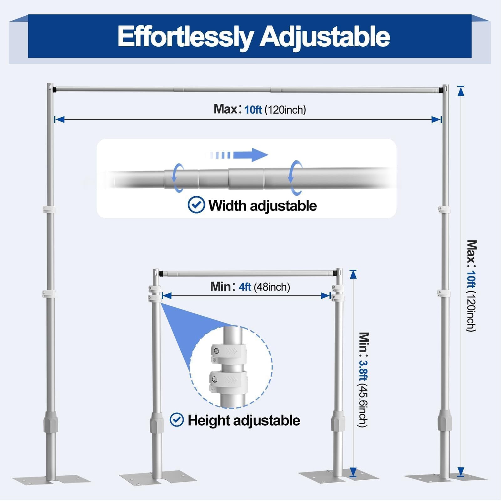 Backdrop Stand Heavy Duty, 10x10Ft Adjustable Pipe and Drape Backdrop Stand K…