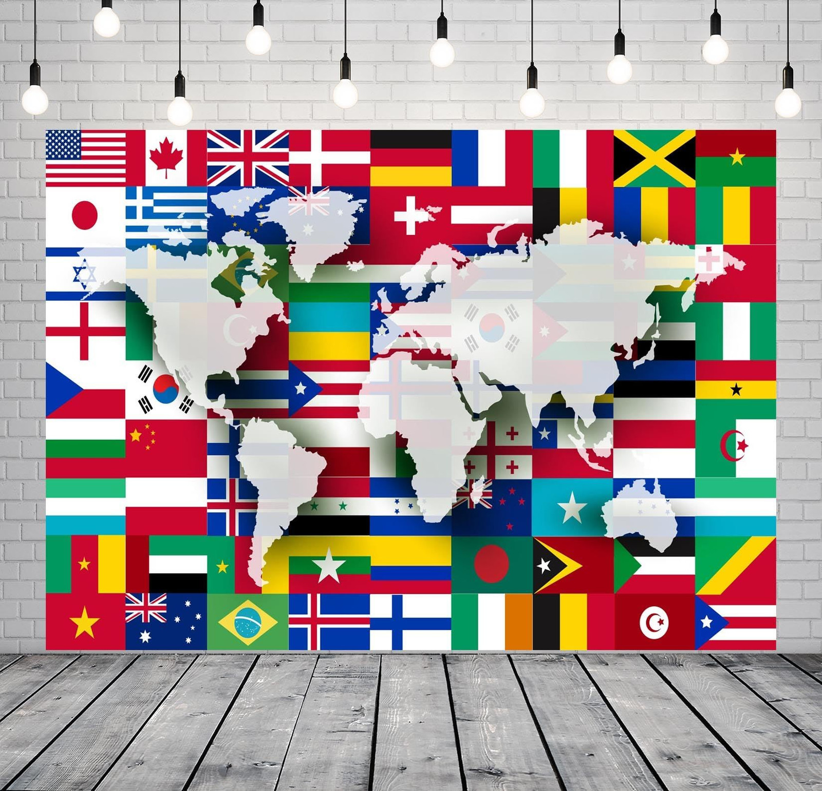 BELECO 7X5ft Fabric World Flags Backdrop Map 7x5FT, CHa50854