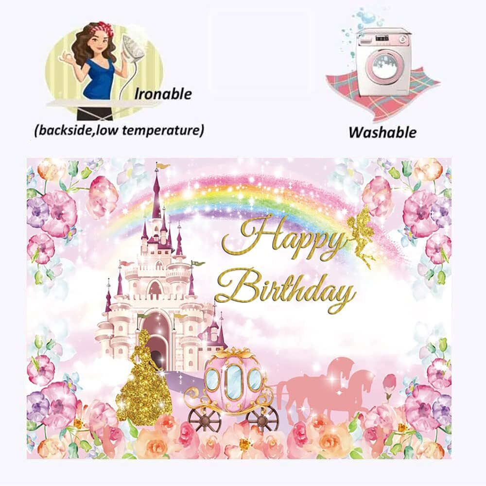 Pink Princess Castle Photography Backdrop for Birthday Baby Shower Newborn