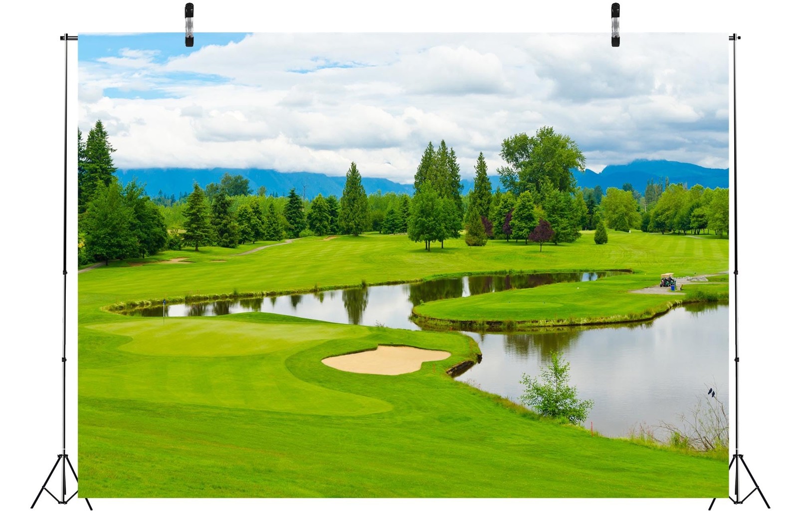 BELECO 8x6ft Fabric Golf Course Backdrop – Green Grass Lawn 8x6FT, A10957