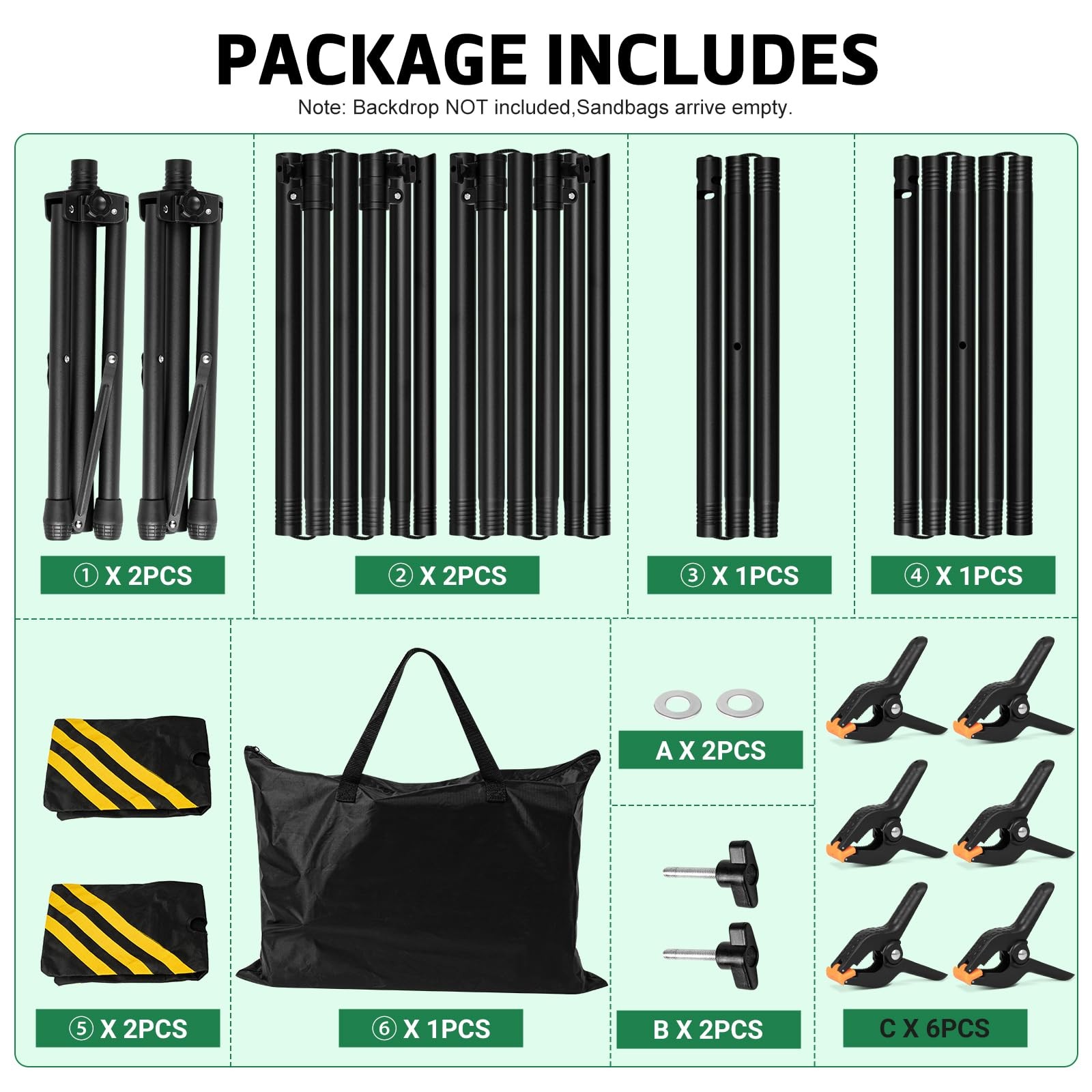3-in-1 Backdrop Stand Kit 10×8.5 ft for Photography Studio, T-Shape Backdrops