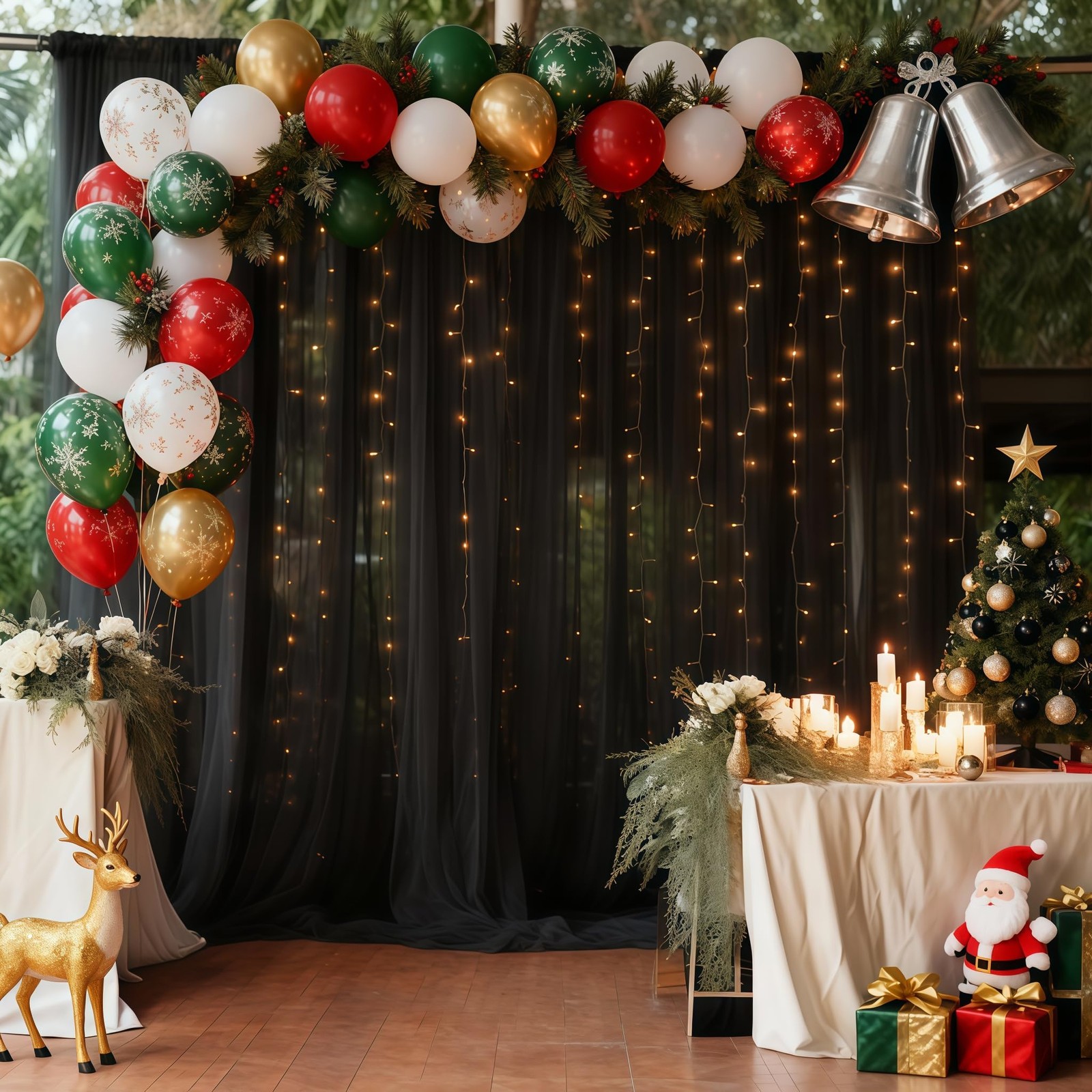 108ft Black Tulle Curtain Backdrop Sheer Photography Drapes String Lights