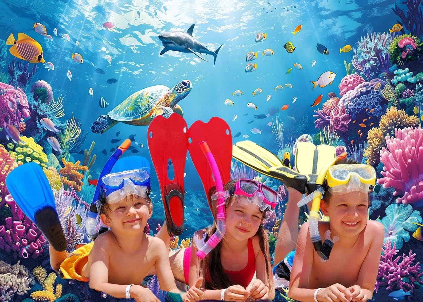PGSWEER Under The Sea Photography Backdrop 7x5FT Ocean Underwater 7x5FT, Blue