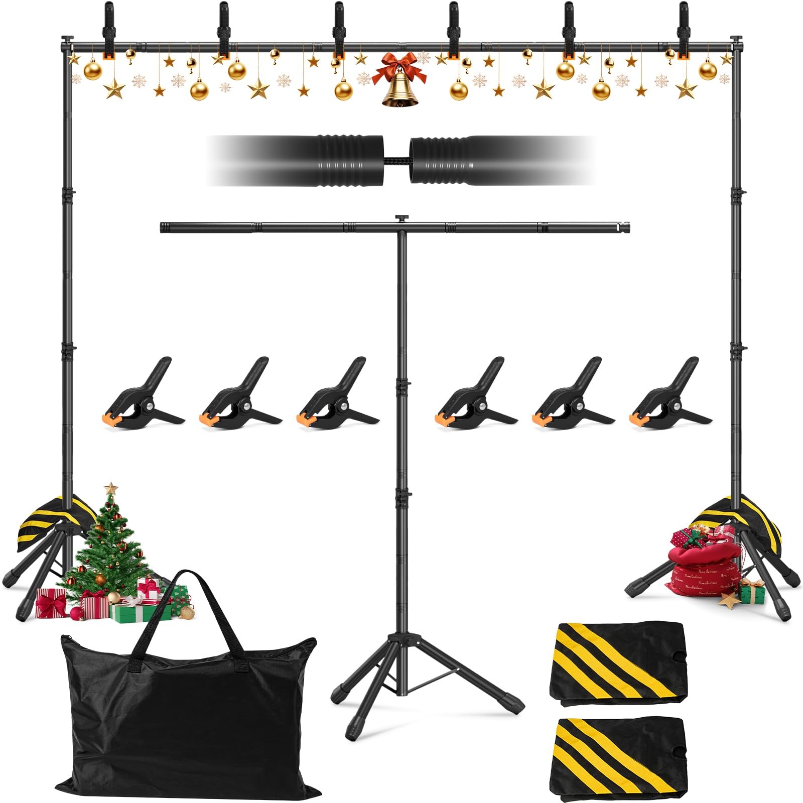 3-in-1 Backdrop Stand Kit 10×8.5 ft for Photography Studio, T-Shape Backdrops