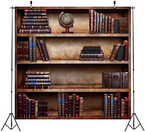 6x6ft Fabric Vintage Bookshelf Backdrop Library Books Antique Book Racks School