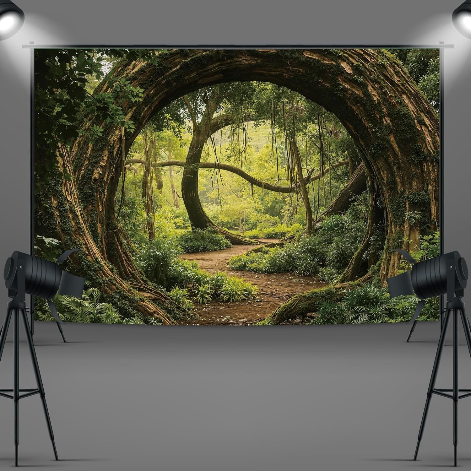 Tropical Jungle Trees Backdrop 7Wx5H Feet Rainforest Dark Green Trees Pathway…