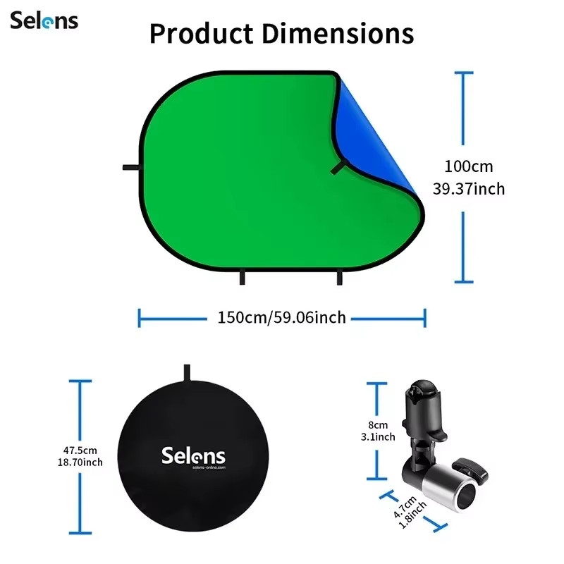 100x150cm Green Screen Backdrop Panel Background Collapsible Chromakey Reflector