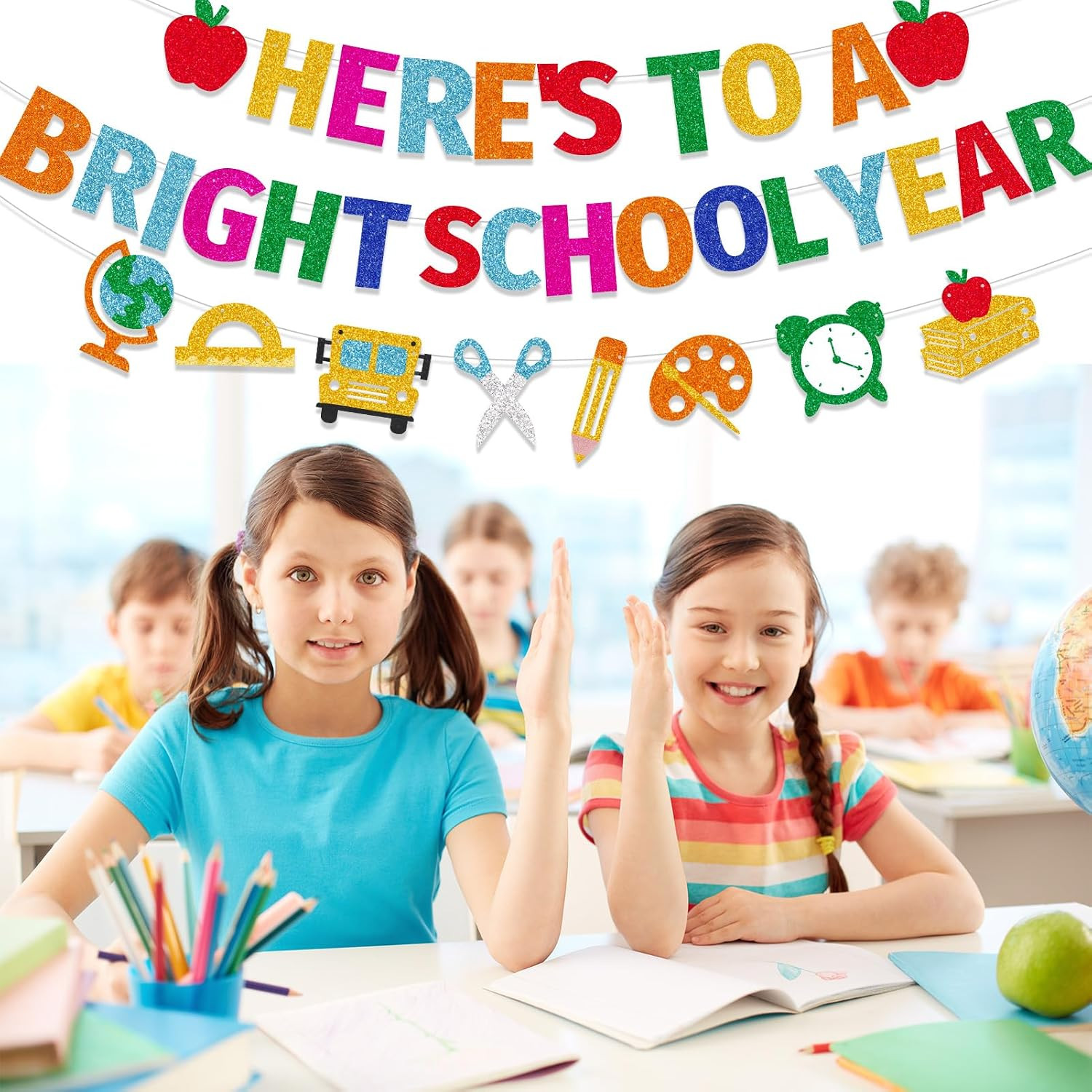 Here’S to a Bright School Year Banner,Back to School Garland Banner for First Da