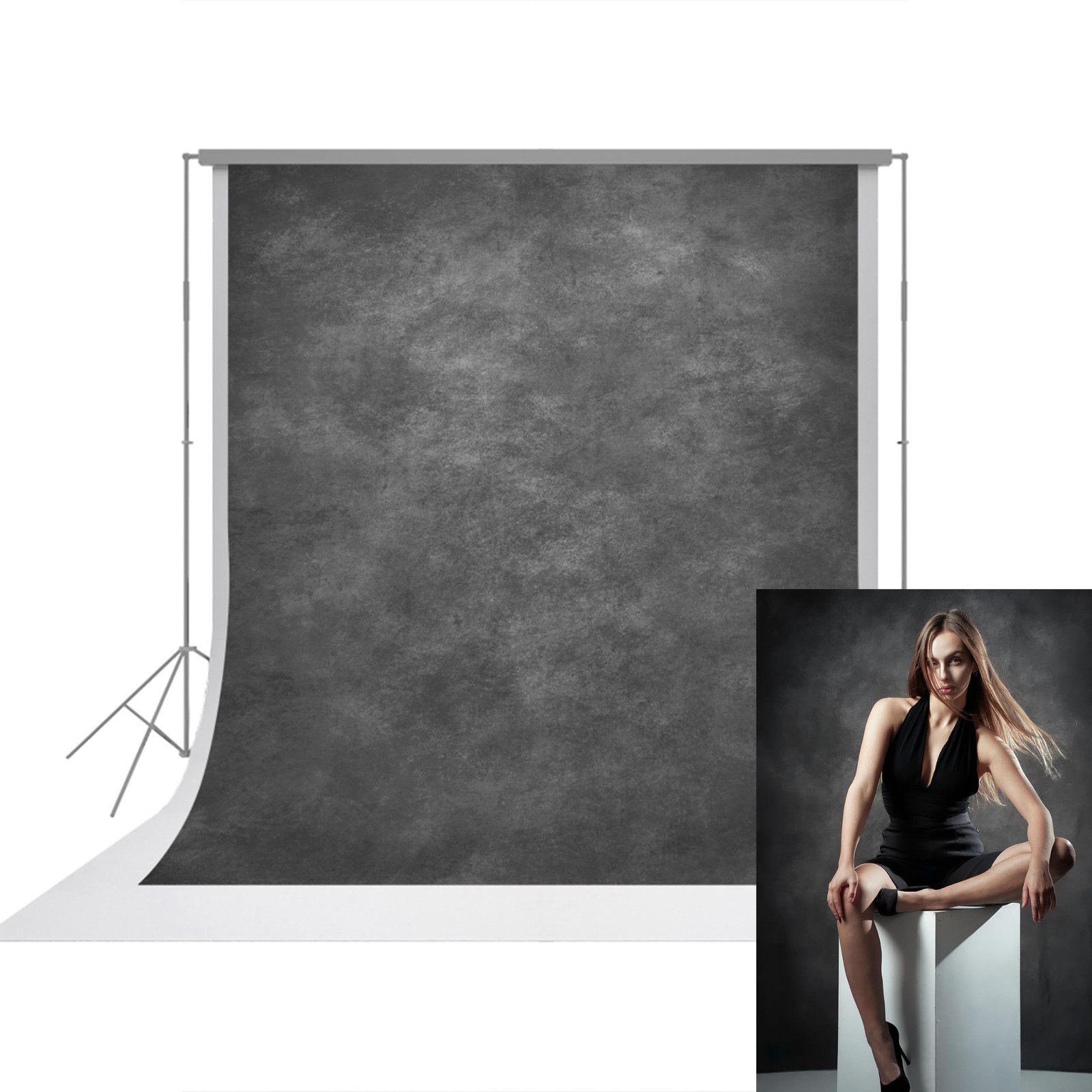 UrcTepics 8×8 ft Grey Fabric Photo Backdrops, Abstract 8×8 Ft,