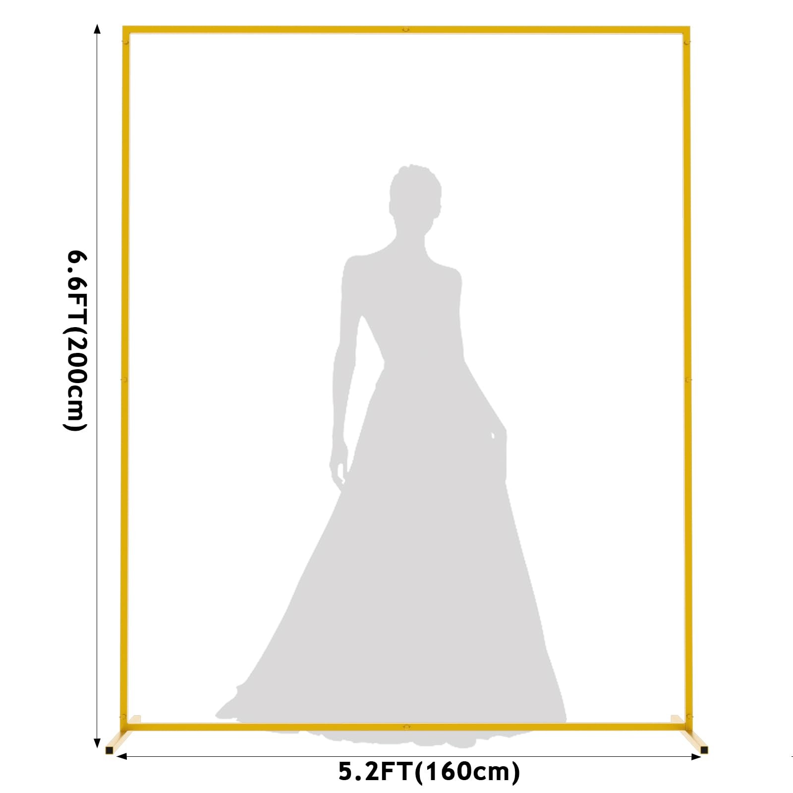 6.6FTx5.2FT Gold Wedding Arch Backdrop Stand Square Metal Rectangular Arch Fr…