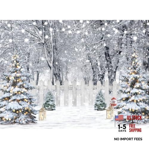 Winter Photography Backdrop Glitter Snowy Forest Pine Tree Background 7x5ft