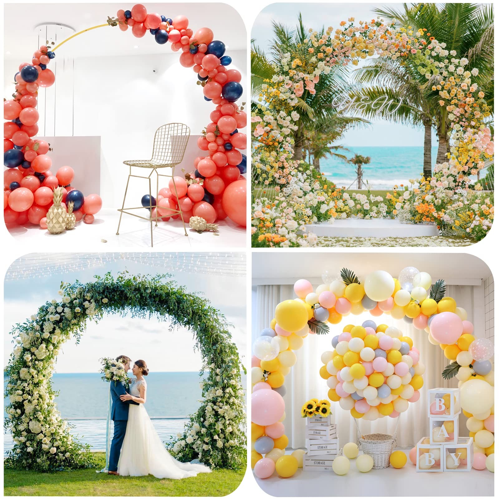 9.2FT Gold Round Backdrop Stand Metal Circle Balloon Arch Frame Wedding Arch …