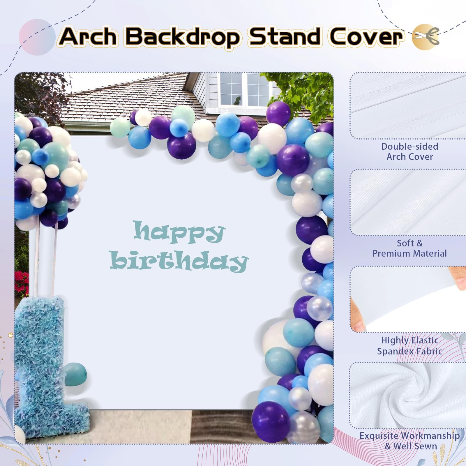 Wedding Arch Cover 6.6×6.6FT, Square Backdrop Cover Spandex Fitted Arch Cover…