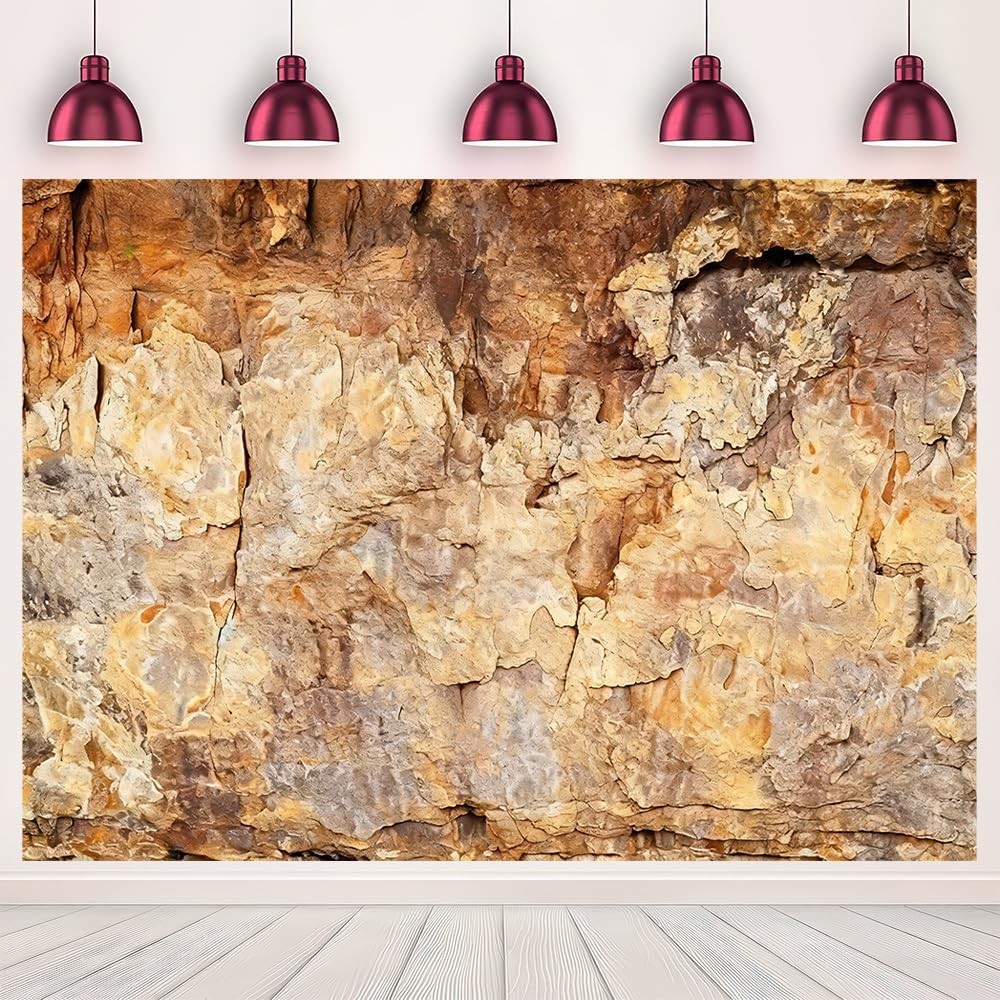MQCGLJ 7x5ft Natural Rock Cave Portrait Photo Backdrop Rustic 7x5FT, brown