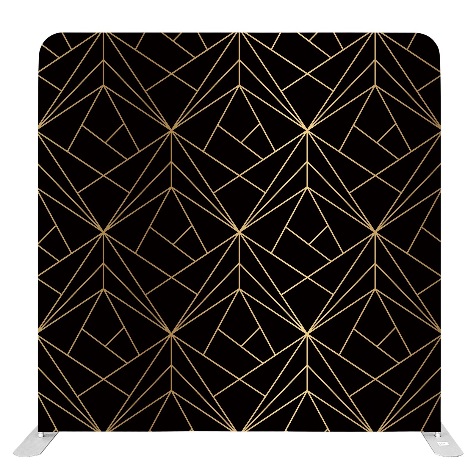 Bakod Gold Geometric Black Pillow Case Tension Fabric Backdrop w/ 8ftx8ft Frame