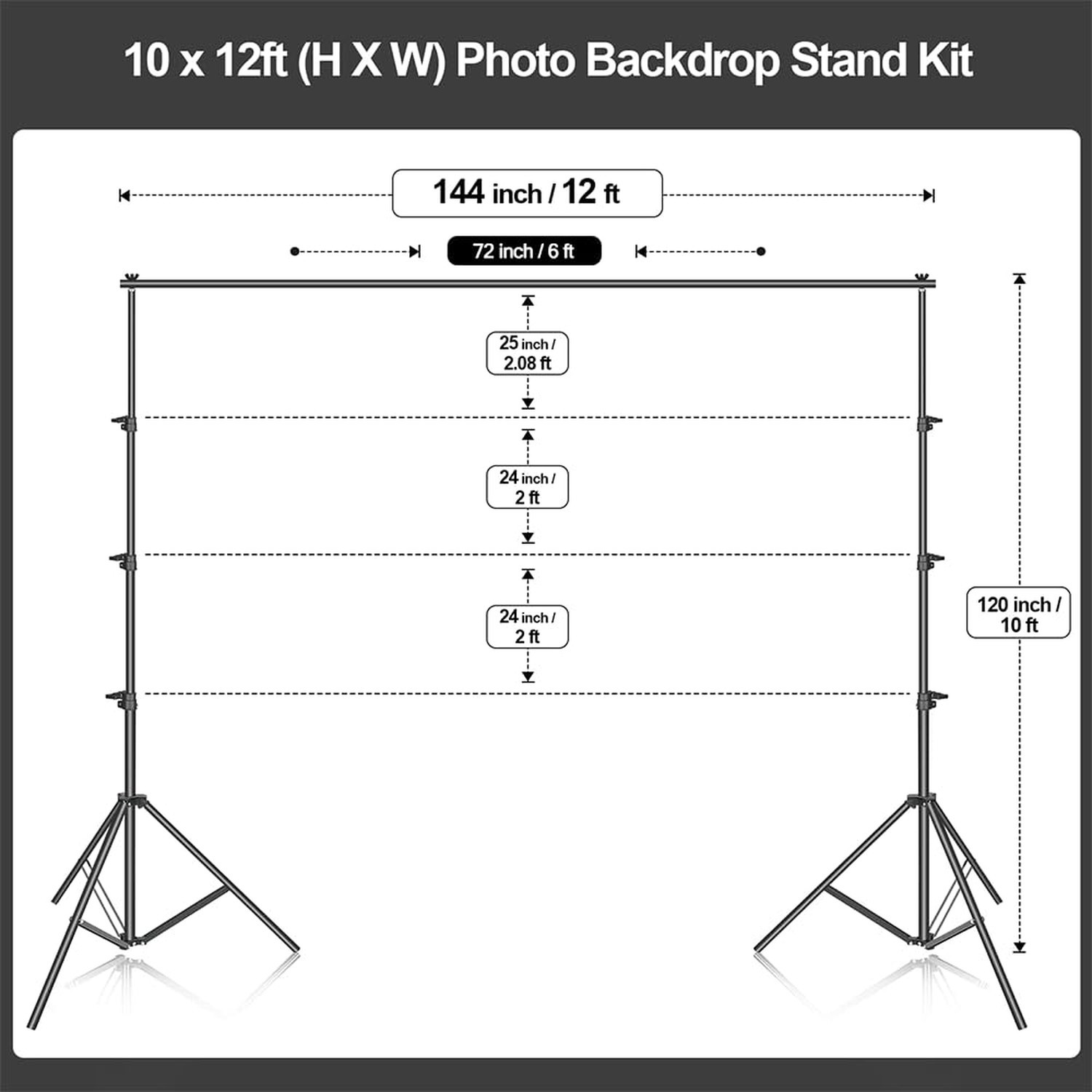 EMART 10 x 12ft (H X W) Photo Backdrop Stand Kit, Adjustable Photography Vide…