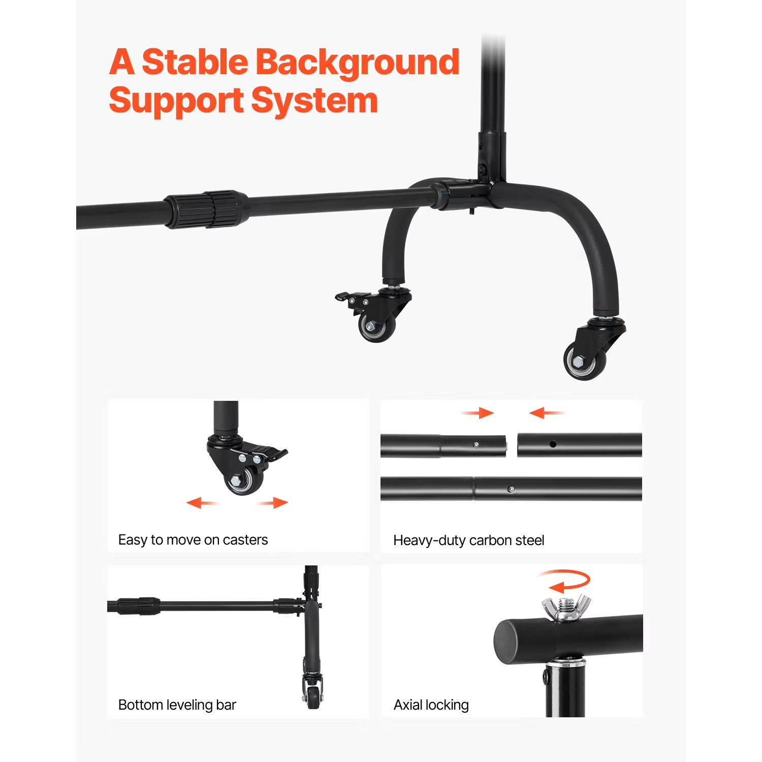 Backdrop Support, 7 x 10 ft Modifiable Picture Backdrop Support Kit, Transportab