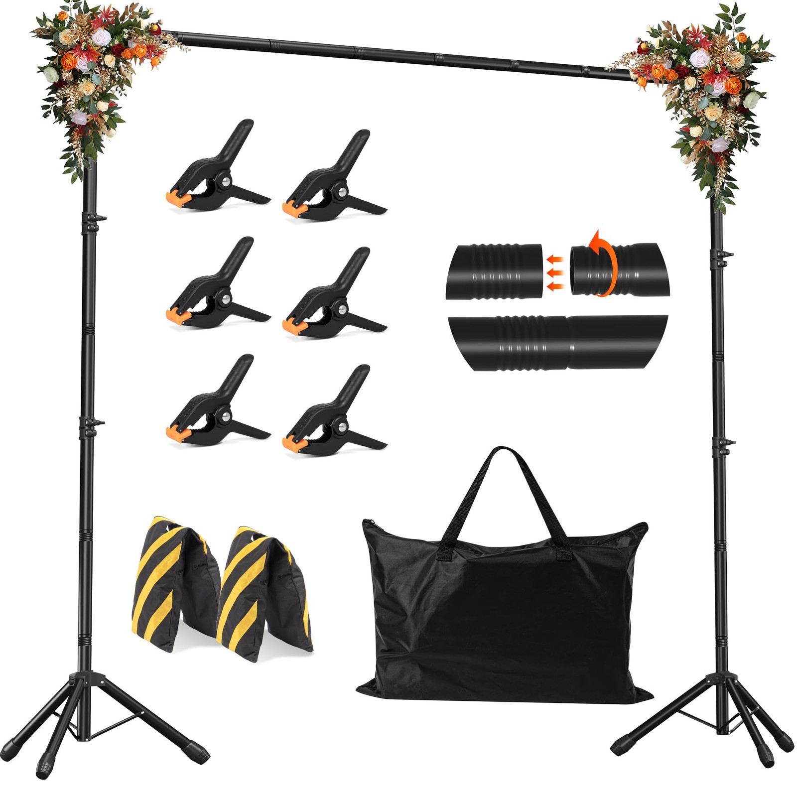 10×8.5 FT Backdrop Stand for Parties, Adjustable Photo Backdrop Stand Kit wit…