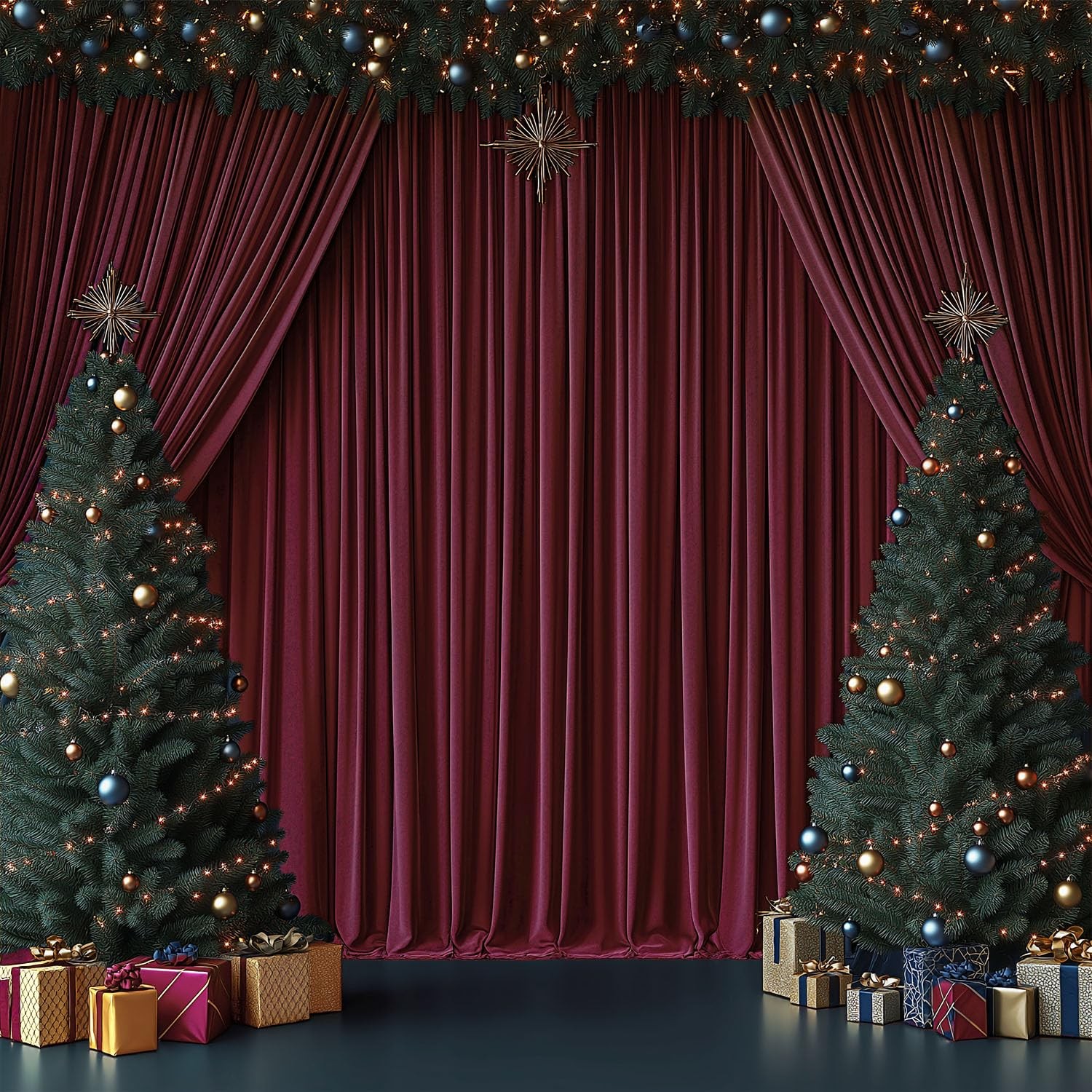 2 Panels 5x10FT Burgundy Backdrop Curtains, 10x10FT Total, Rod Pockets, Fabric