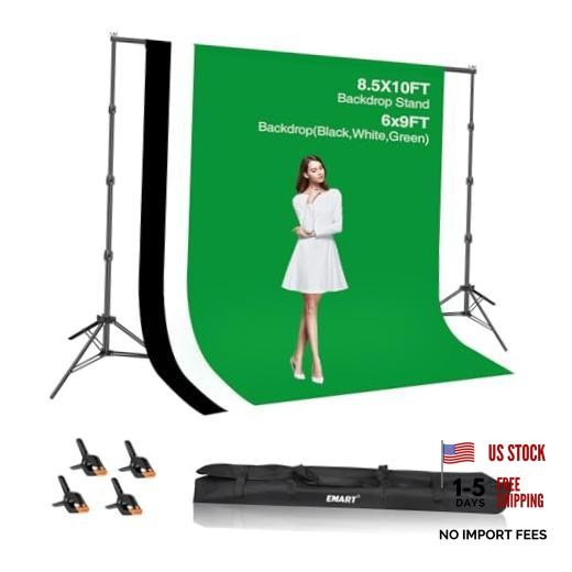 8.5x10ft Green Screen Backdrop Kit 8.5x10ft(backdrop stand)/6x9ft(backdrop)