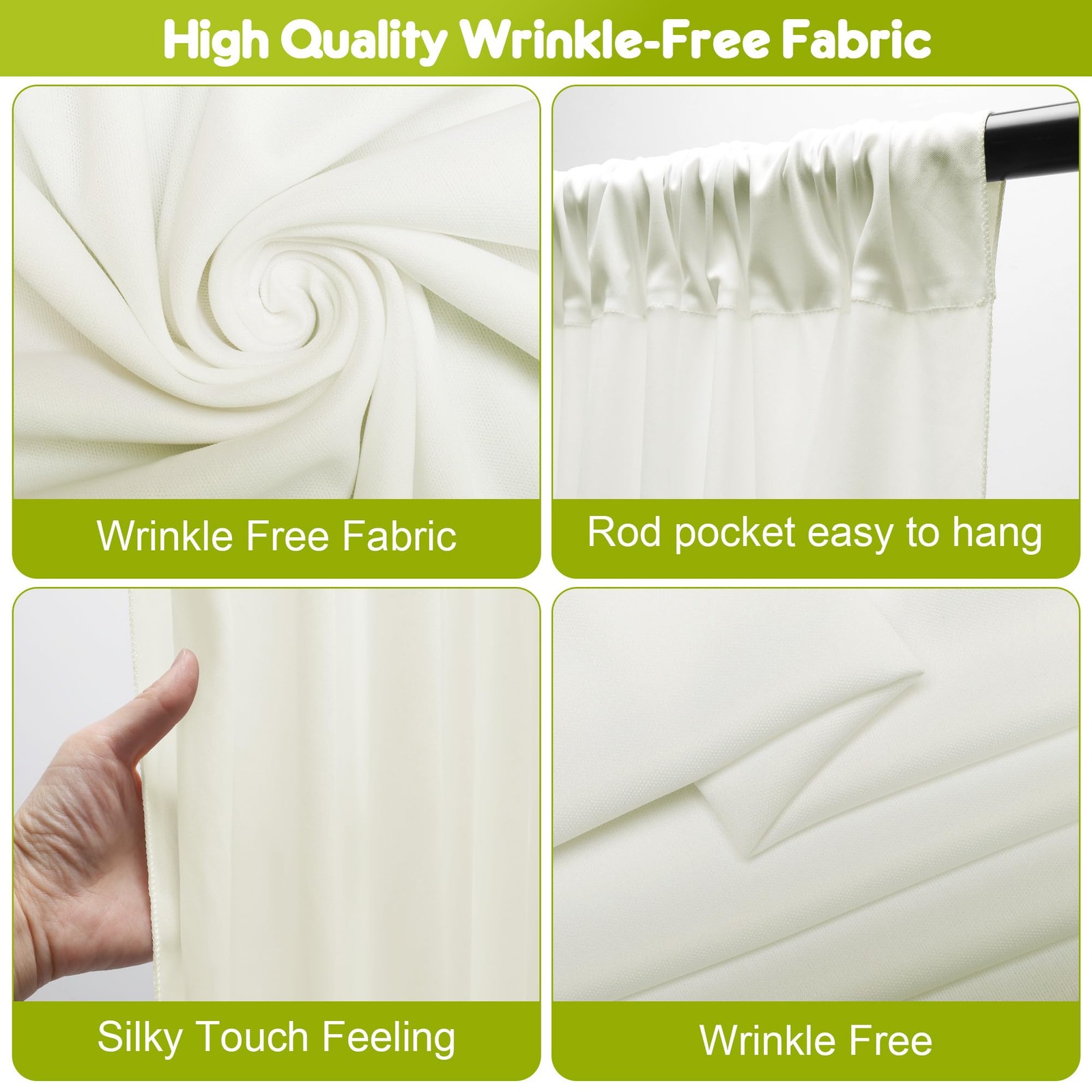 Ivory Backdrop Curtain for Wedding Parties 10x8FT Wedding Curtains Backdrop D…