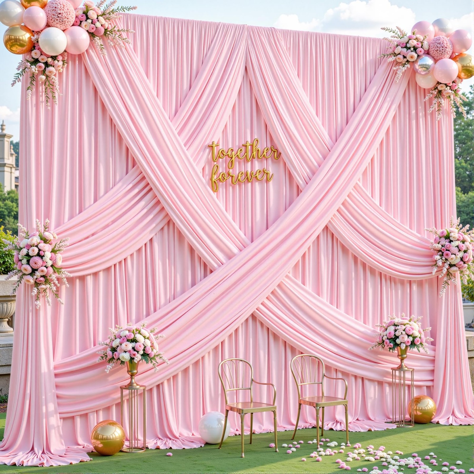 10 Panels Baby Pink Backdrop Curtains – W4′ x H10′(10 panels),