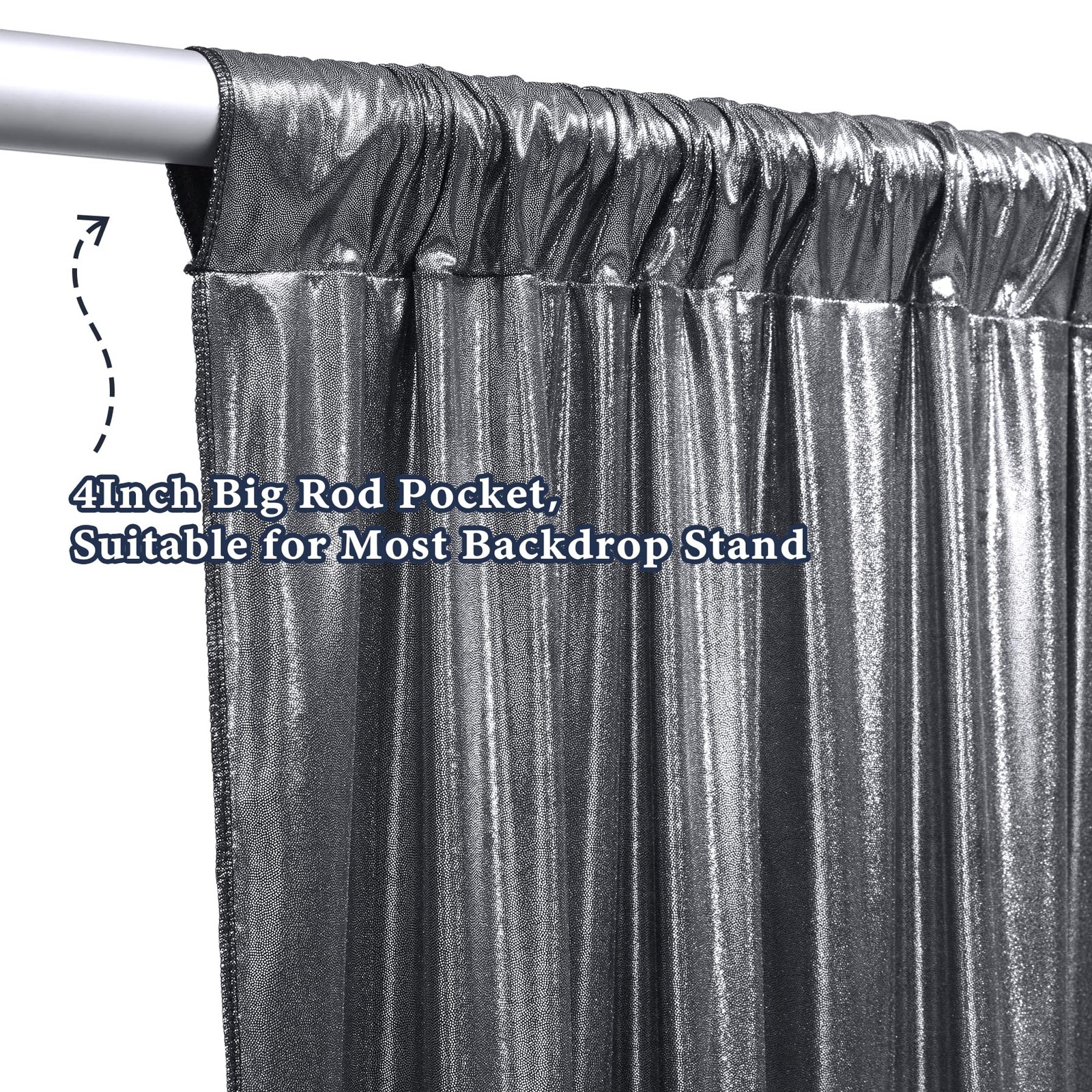Sequin Backdrop Curtain Black Silver 10x10FT Party Photo Background