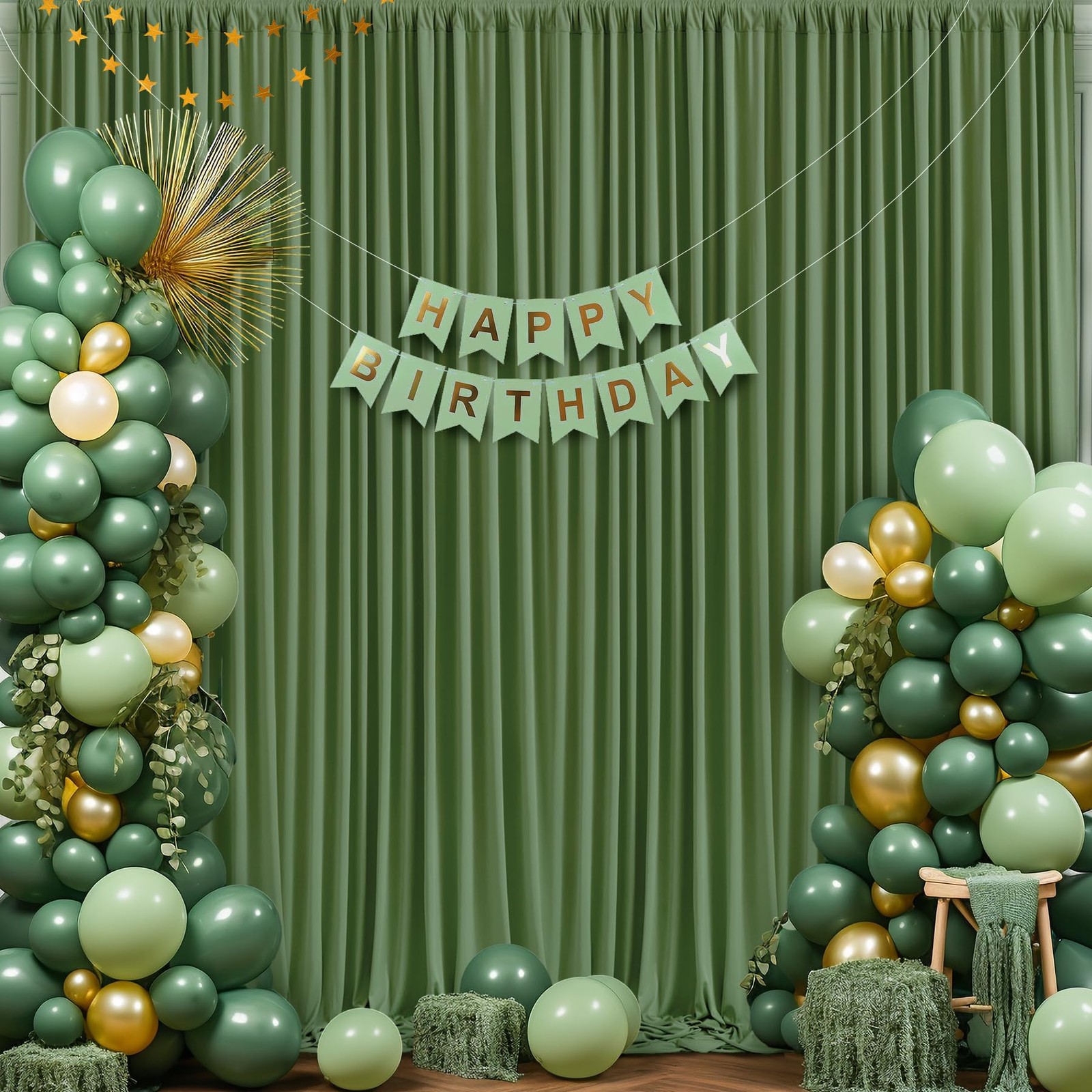 2 PCS Valley Dark Green Backdrop Curtains 5×10 Ft Panels Party Photography