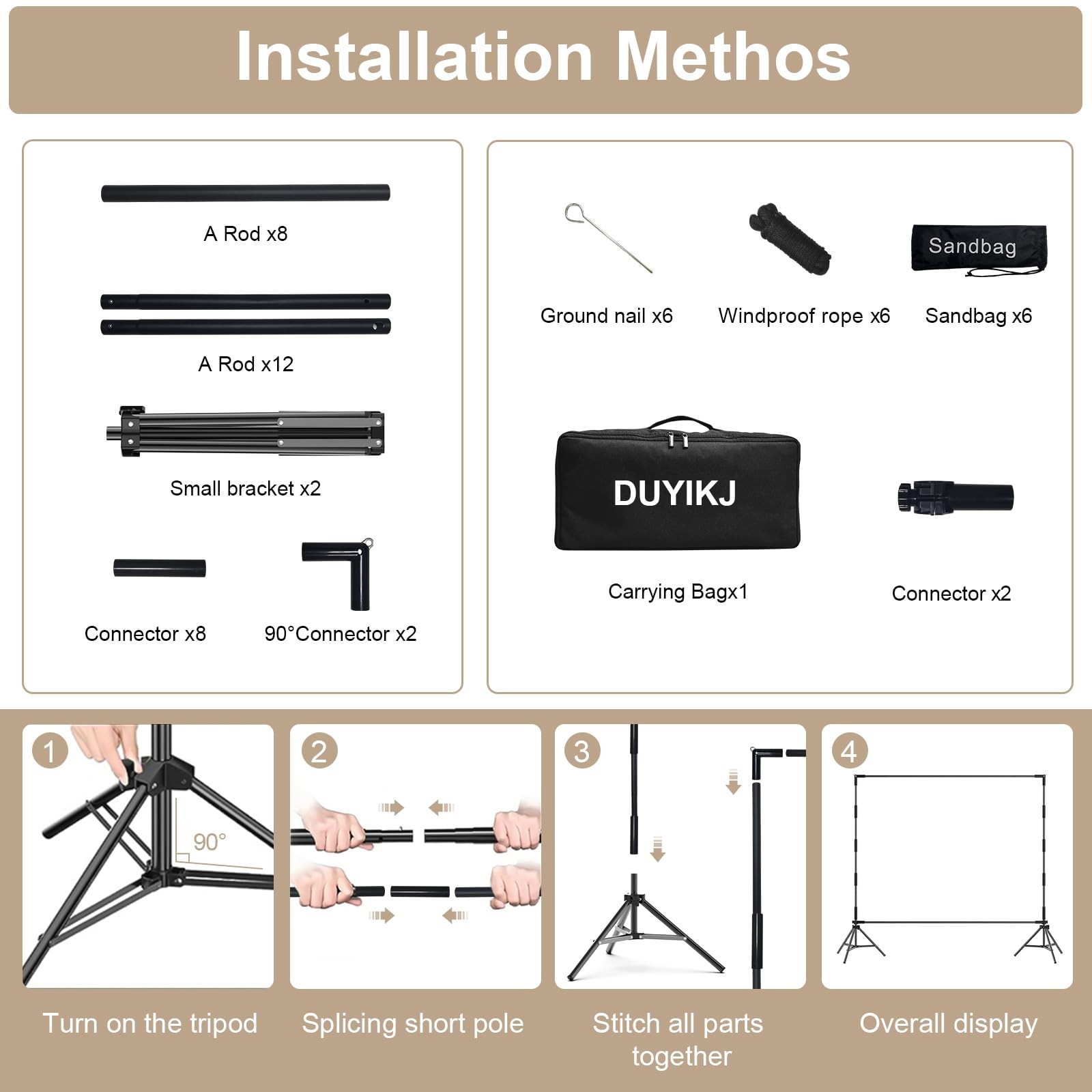 Backdrop Banner Stand,8 x 8 Ft Heavy Duty Adjustable Background Stand Photo B…
