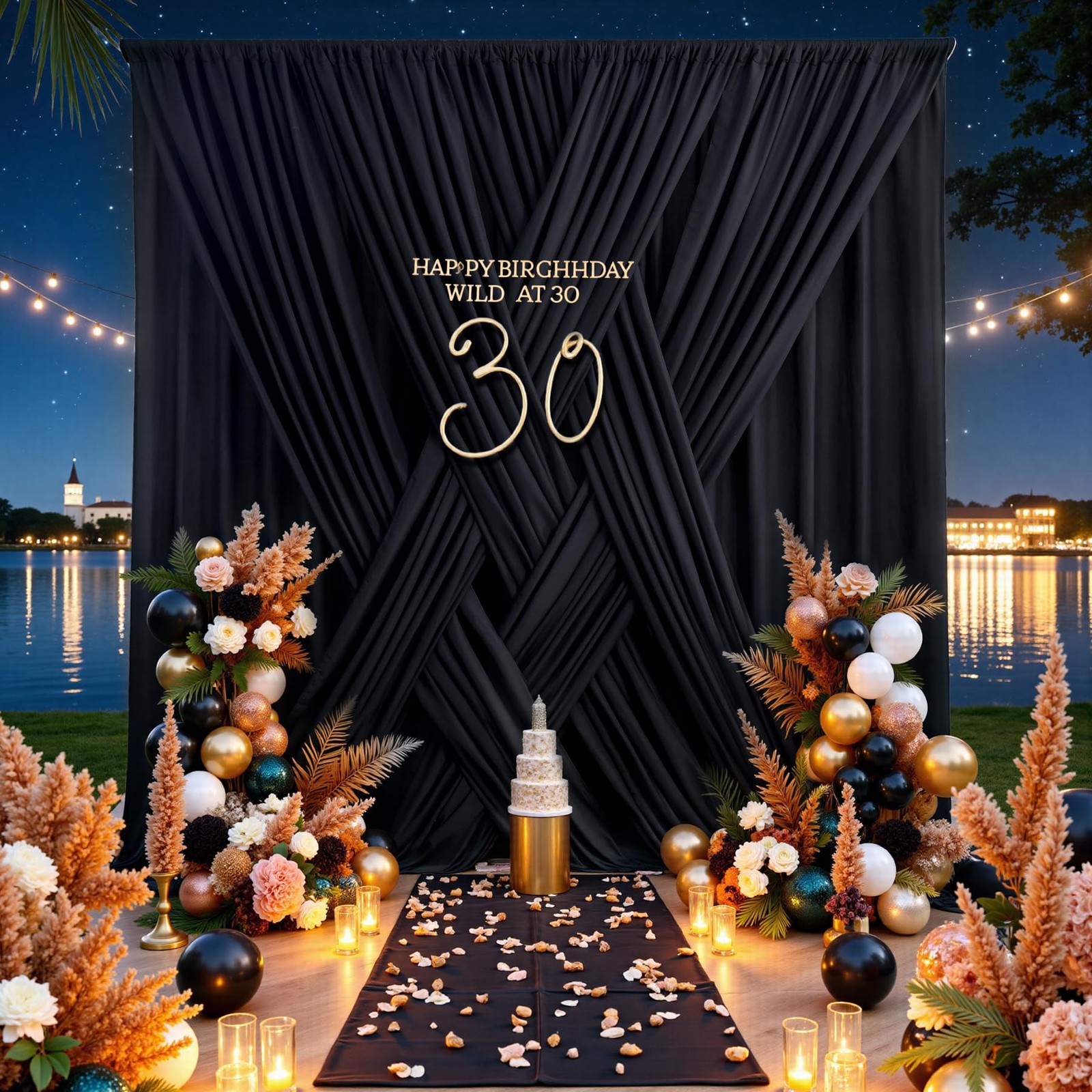 20x10FT Black Backdrop Curtains for Parties – 4 Panels 5x10FT Polyester Backd…