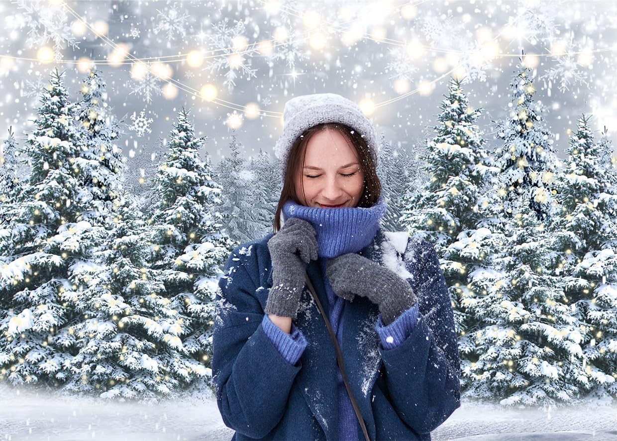 7X5Ft Winter Snow Scenery Backdrop Glitter Winter Forest Photography Backdrop Sn