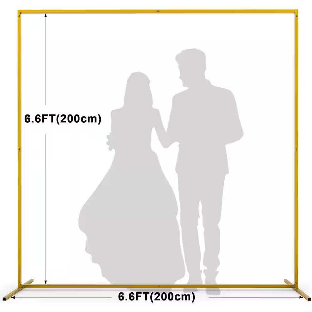 Square Metal Wedding Arch Backdrop Stand 6.6 Ft. X 6.6 Ft. Gold Balloon Frame fo