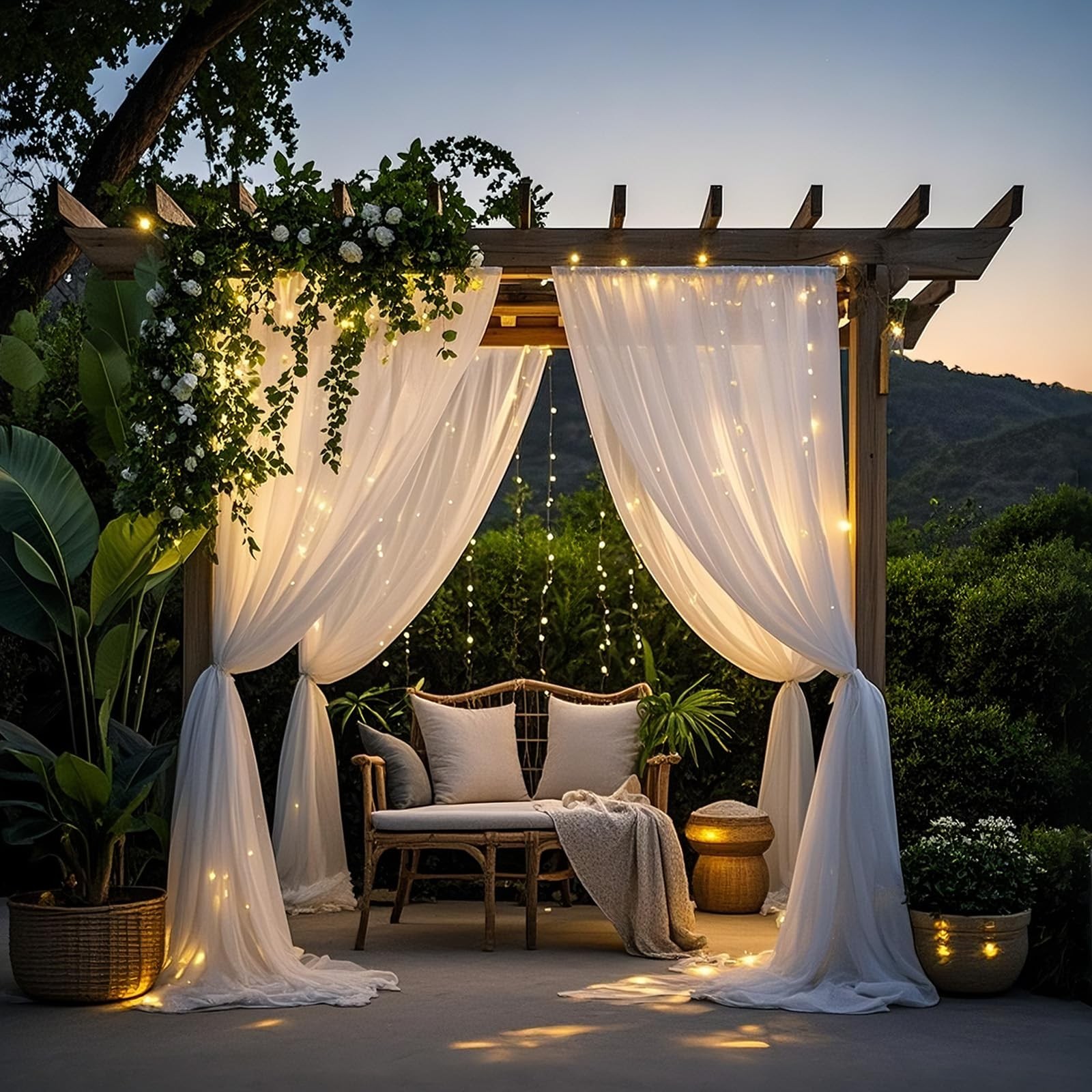 2 PCS 29.5 Inch x 19 Ft White Wedding Arch Draping Fabric Sheer Drapes Decor