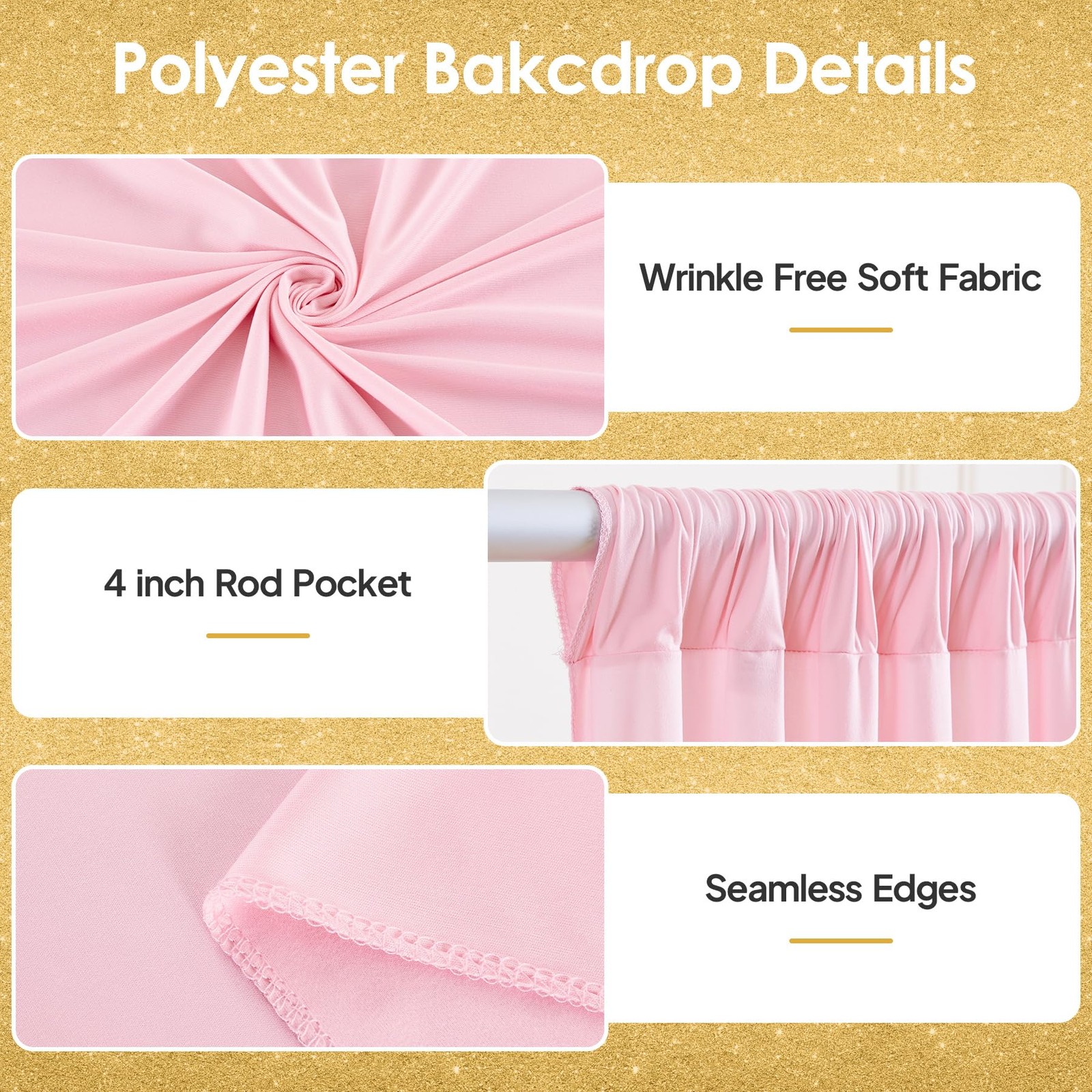 10x10ft Pink Backdrop Curtains for Wedding Parties Free Pink Curtains Photo B…