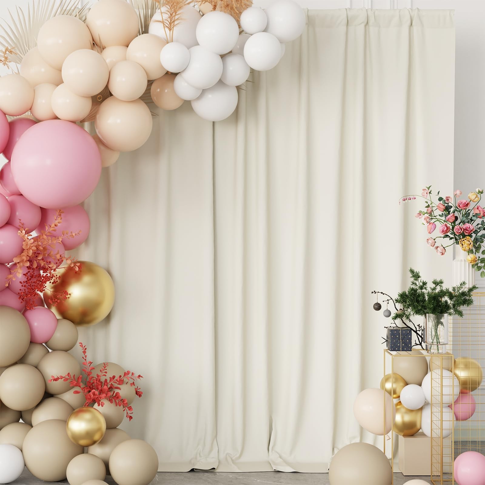 2 Panels 5x7FT Ivory Backdrop Curtains WrinkleResistant Drapes Photography