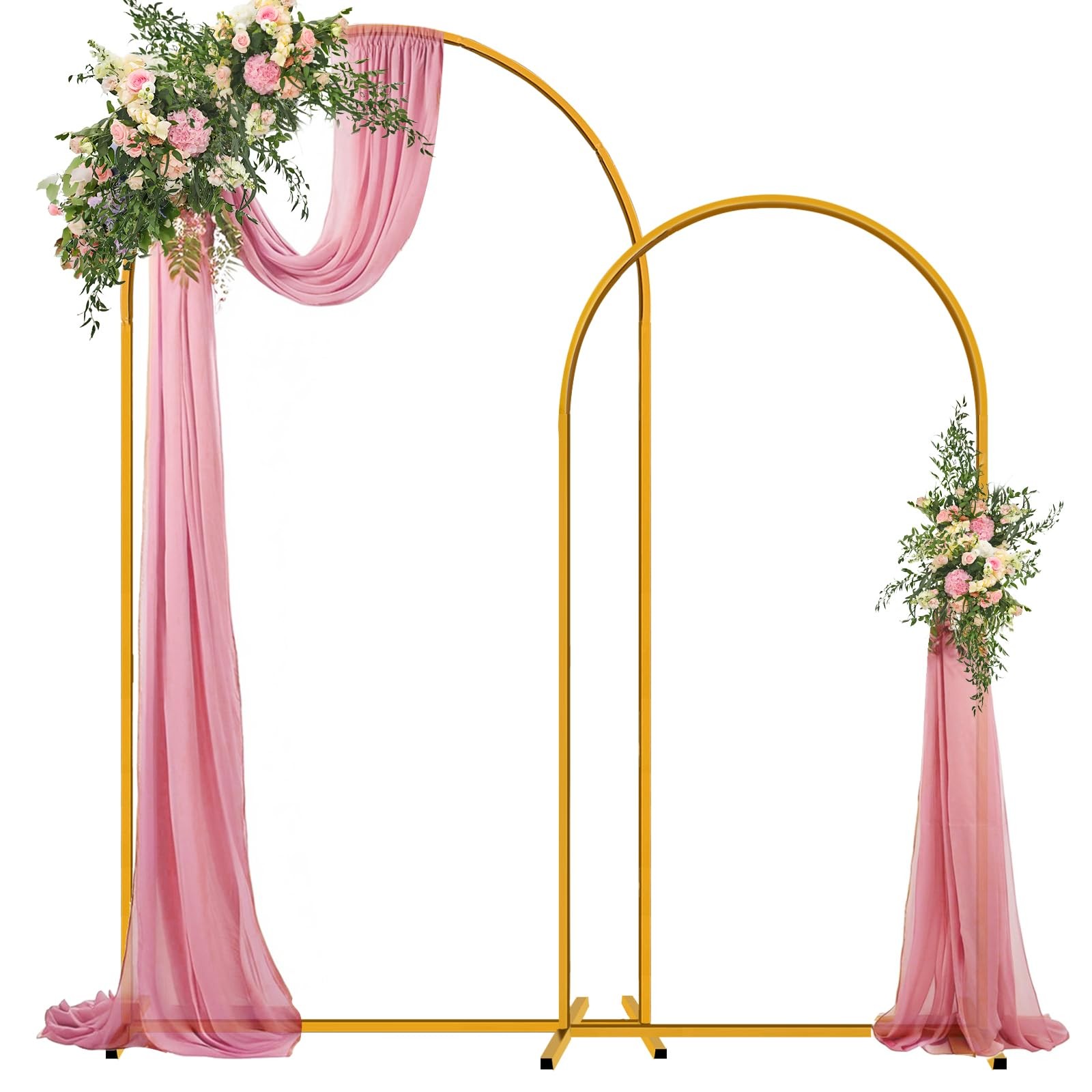 Arch Backdrop Stand Set of 2, 7.2ft & 6ft Metal Arch Frame with Ground Stakes…